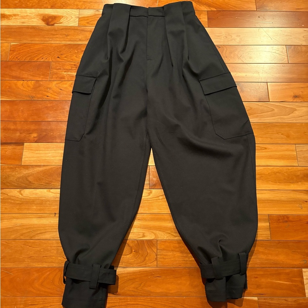 Zara Black Wide-Leg Cargo Pants - Picture 7 of 15